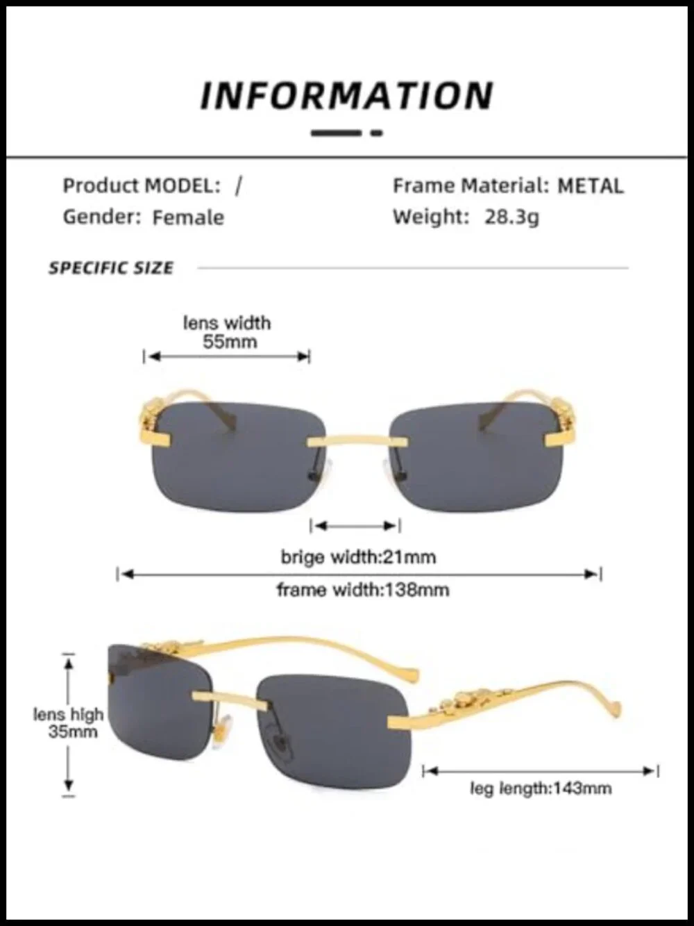 Retro Y2K Rimless Sunglasses UV400 Protection Metal Frame Unisex